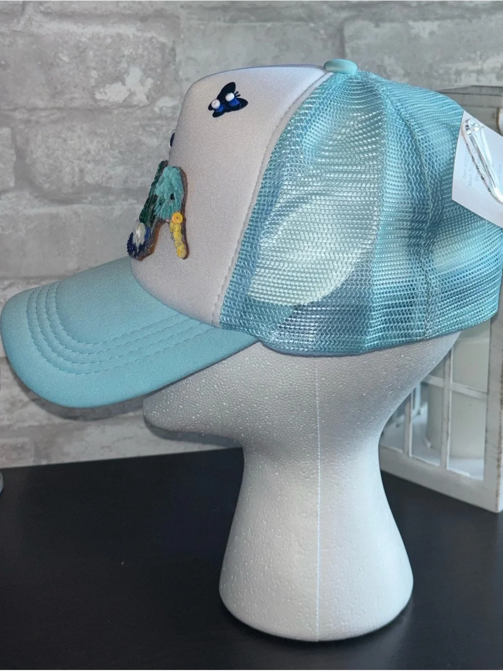 Handmade Sequin Design, Baby Blue, Duck Trucker Hat